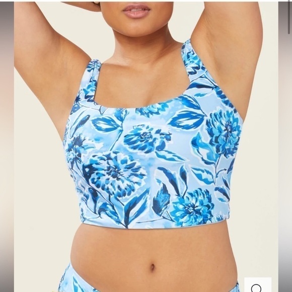 NWT Andie Swim The Siren Tank Top in Blue Floral - Picture 1 of 8